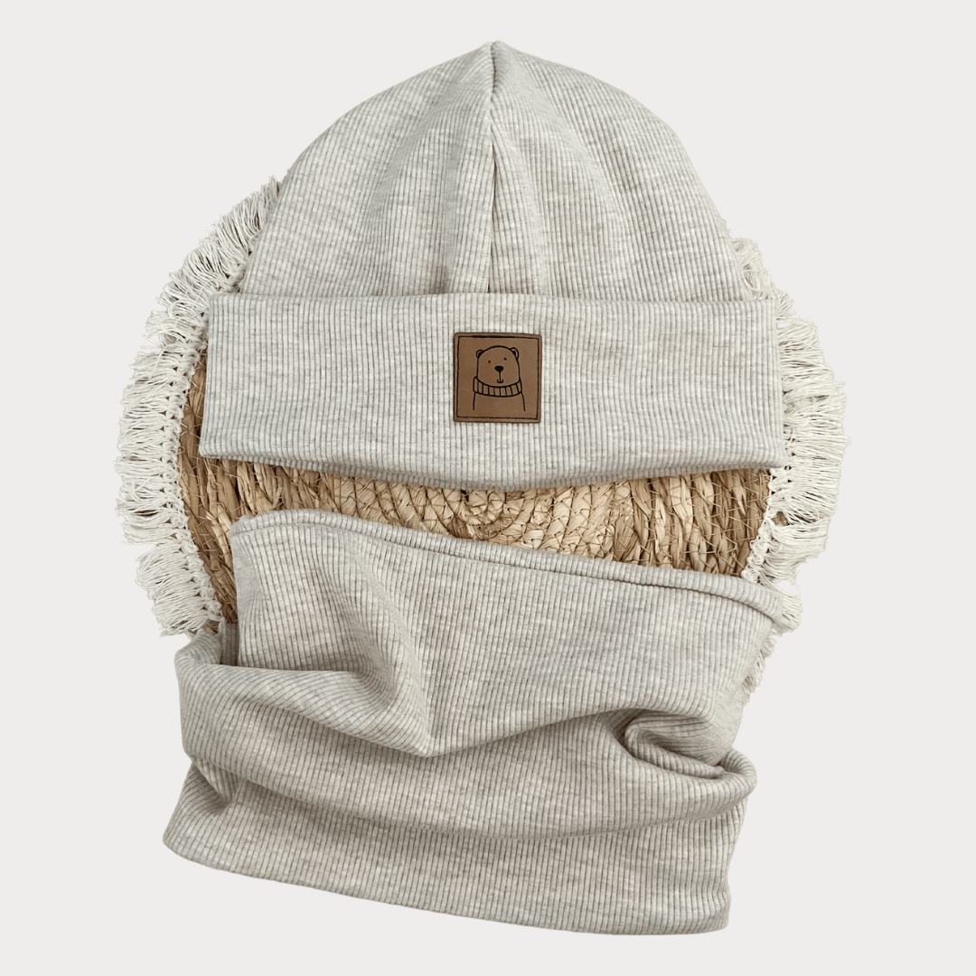 Beanie + Loopschal Lederlabel Winter - Cajo Kids