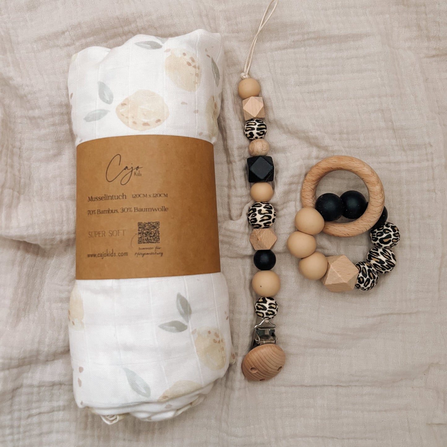 Musselintuch - Schnullerkette personalisiert - Greifling - Cajo Kids