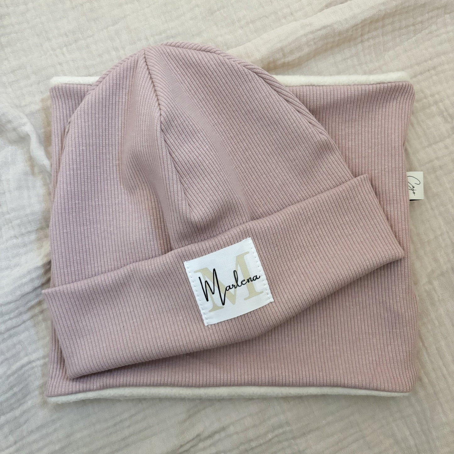 Personalisierte Beanie + gefütteter Loopschal - Cajo Kids