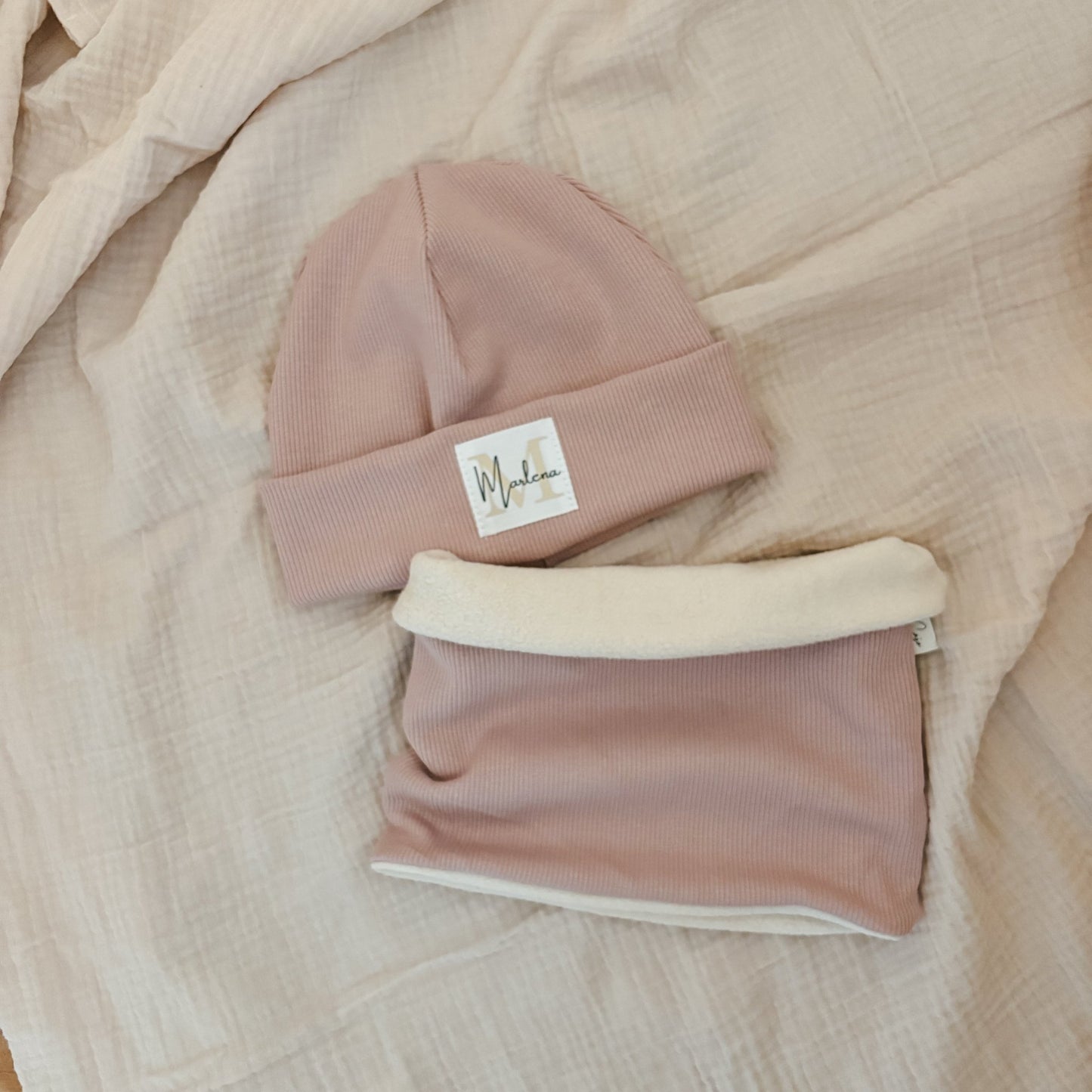 Personalisierte Beanie + gefütteter Loopschal - Cajo Kids