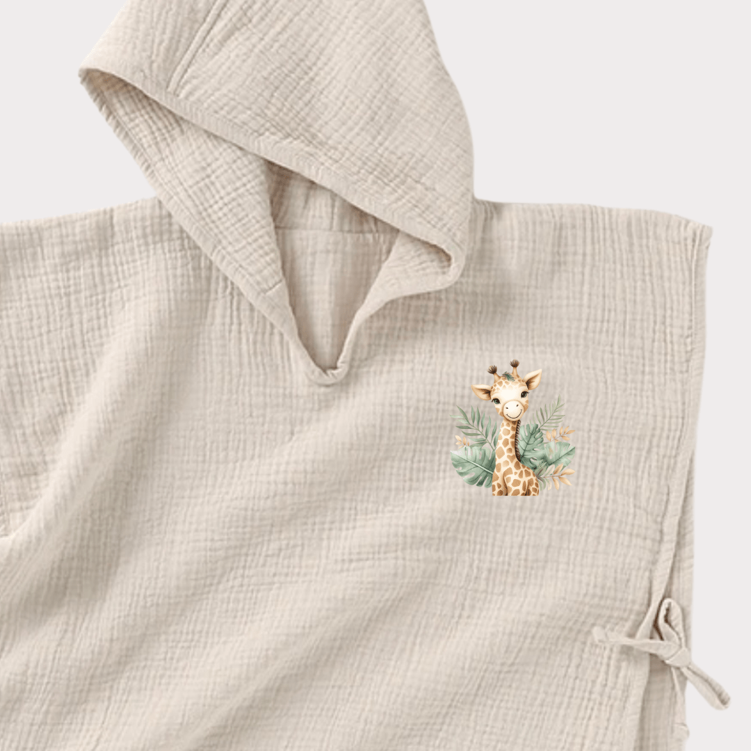 Badeponcho beige mit Motiv - Cajo Kids