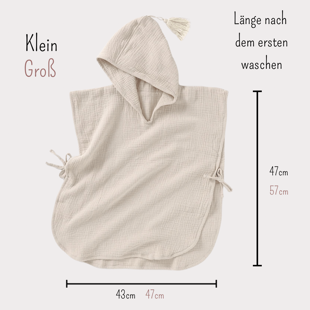 Badeponcho beige mit Motiv - Cajo Kids