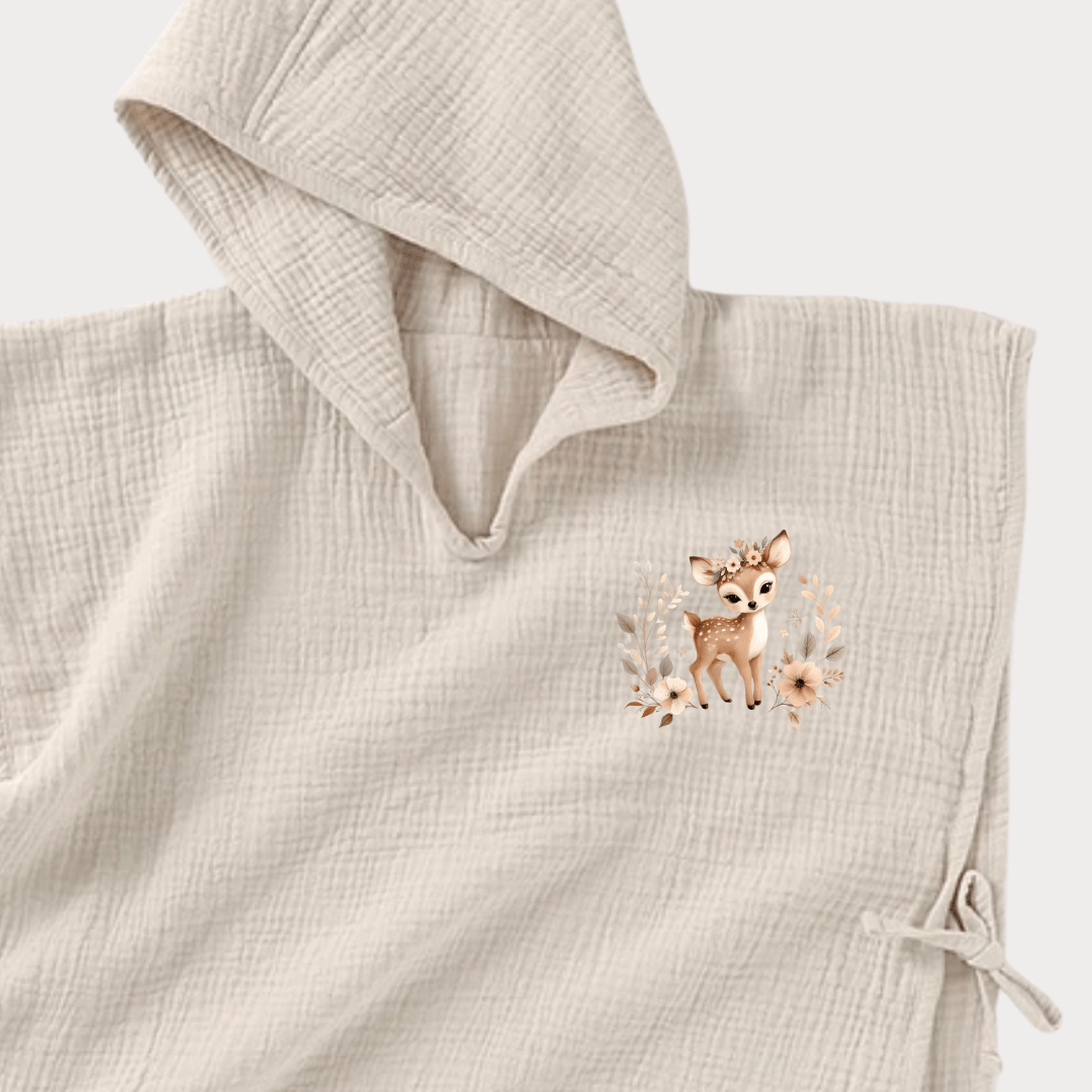 Badeponcho beige mit Motiv - Cajo Kids