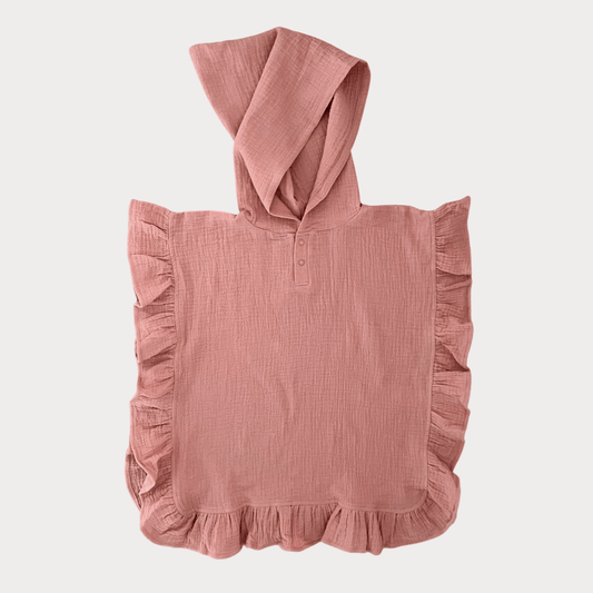 Badeponcho Rüsche altrosa - Cajo Kids
