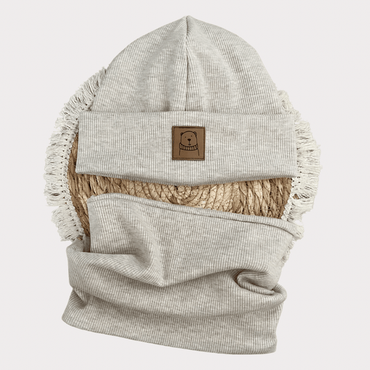 Beanie + Loopschal Lederlabel Winter - Cajo Kids