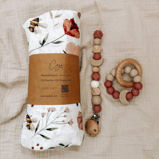 Musselintuch - Schnullerkette personalisiert - Greifling - Cajo Kids