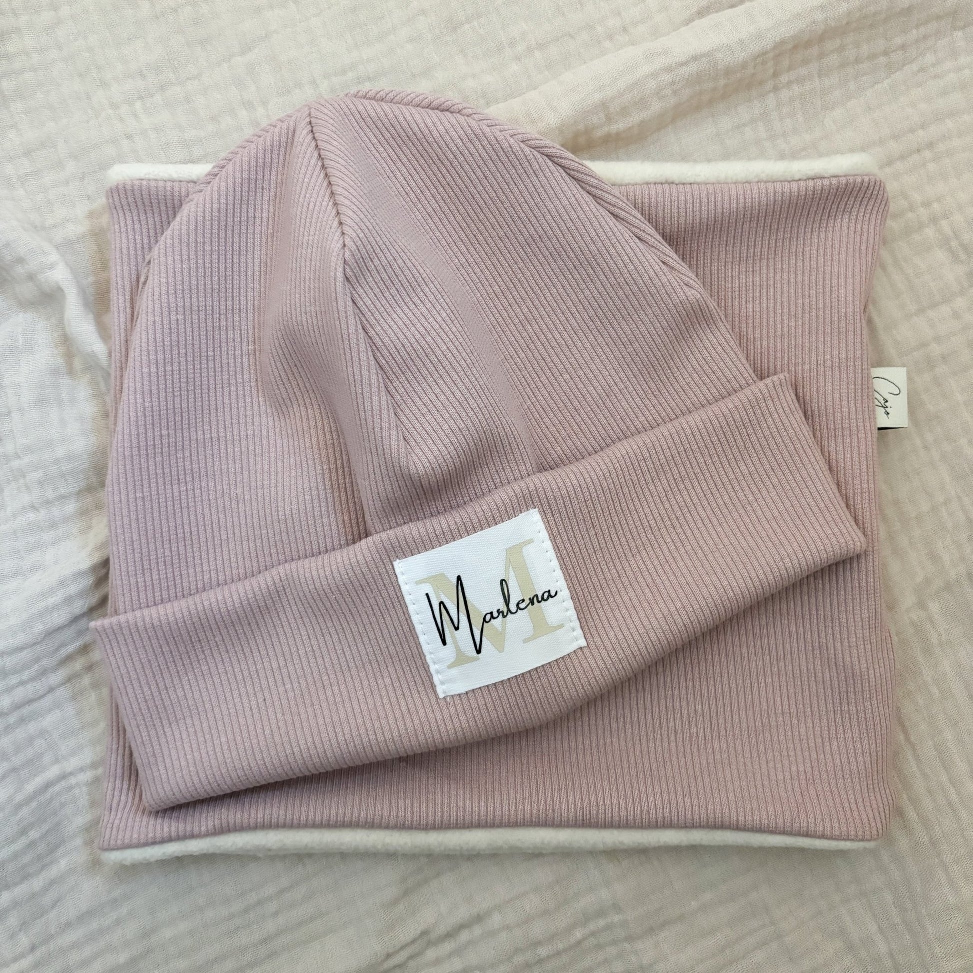 Personalisierte Beanie + gefütteter Loopschal - Cajo Kids